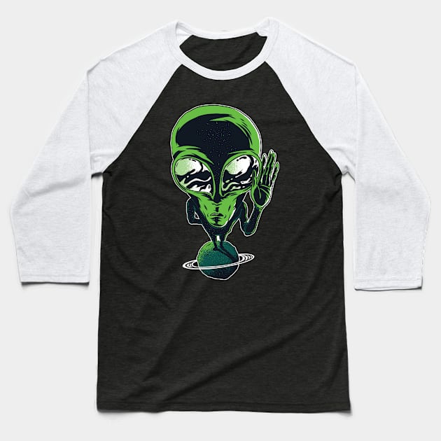 ALIEN ON PLANET Baseball T-Shirt by madeinchorley